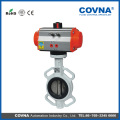 factory price wafer connection single acting or double acting cast iron PTFE pneumatic actuated control butterfly valve